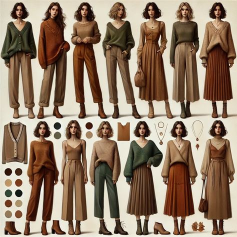 Earth Colors Outfit, Earth Tones Outfit, Neutral Tone Outfits, Earth Tone Outfits, Elevated Streetwear, Bird Fashion, Curvy Casual Outfits, Short People, Color Pallete