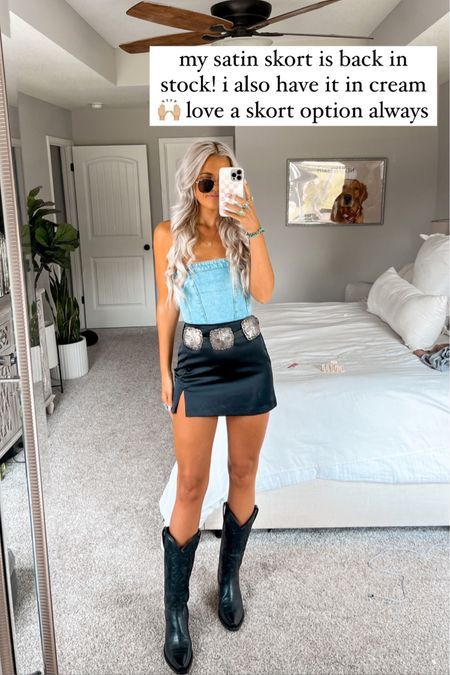 Brayden Western Boot (Women) curated on LTK Black Leather Skirt And Cowboy Boots, Black Skirt Nashville Outfit, Women’s Cowboy Outfits, Morgan Wallen Summer Concert Outfit, Leather Skirt Country Outfit, Jean Dress Country Outfit, Denim Top White Skirt, Jean Skirt Outfits Country Concert, Nashville Bar Outfit Summer