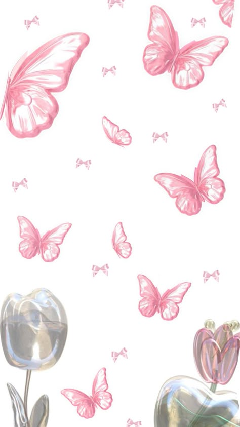 Tulips with butterflies 🦋🌷 Wallpapers For Whatsapp Chat, Whatsapp Chat Wallpaper Aesthetic, Wallpaper Bunga Iphone, Pink Butterfly Wallpaper, Wallpapers For Whatsapp, Ios Background, Wallpaper Butterfly, Membentuk Alis, Background Screen