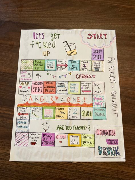 Board Games For Parties, Drinking Game Poster Board, Drinking Games For 2 People, Drinking Poster Game, Drinking Games To Make, Fun Drinking Games For Couples, Game Night Board Games For Adults, Drinking Board Games Diy Party Ideas, Couples Drinking Games