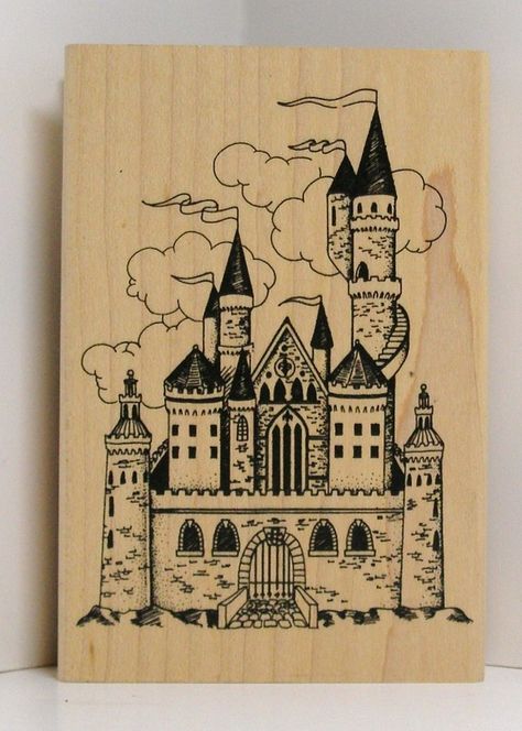 stamp options Castle Magical, Castle Drawings, Etsy Drawing, Castle Drawing, Children's Drawing, Art Beat, Magical Kingdom, Craft Stamps, Fairytale Castle