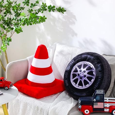 Amazon.com: 2 Pcs Racing Room Pillow Decorations Set 15.7 Inch Big Creative 3D Simulation Wheel Pillow Funny Traffic Cone Traffic Light and Stop Sign Plush Pillow Soft Car Tire Pillow for Kid Room (Traffic Cone) : Home & Kitchen Disney Cars Bedroom Decor, Car Toddler Room, Racing Room, Disney Cars Bedroom, Boy Car Room, Race Car Bedroom, Monster Truck Room, Cars Bedroom Decor, Car Themed Rooms