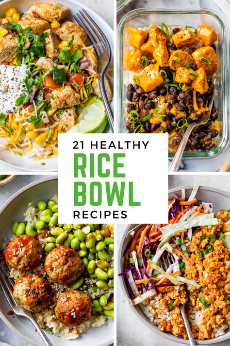 Whether you're after meal prep ideas or an all-in-one dinner, get creative with these easy rice bowl recipes packed with protein and veggies! #ricebowls #recipe Healthy Rice Bowl Recipes, Easy Rice Bowl Recipes, Healthy Rice Bowl, Rice Bowl Recipes, Rice Bowls Healthy, Bowl Recipes Easy, Protein Veggies, Bowls Recipes, Bowl Meals