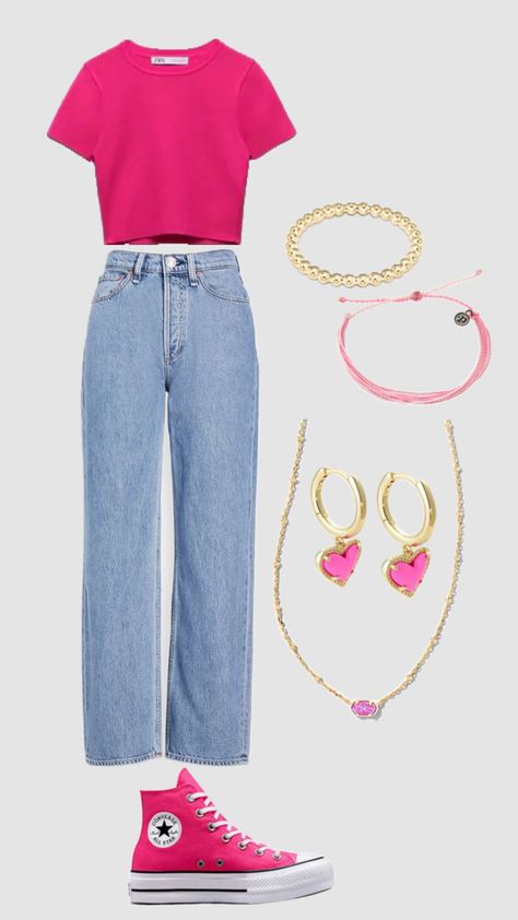 hot pink outfit! 🦩 #pink #outfitinspo #hotpink #backtoschool #summer #outfithelp #outfitideas #hotpinkoutfits Hot Pink Outfit Ideas Casual, Pink Outfit Ideas Casual, Hot Pink Outfit Ideas, Hot Pink Outfits, Pink Outfits Aesthetic, Pink Outfit Ideas, Hot Pink Outfit, Winter Palette, Hot Pink Tops