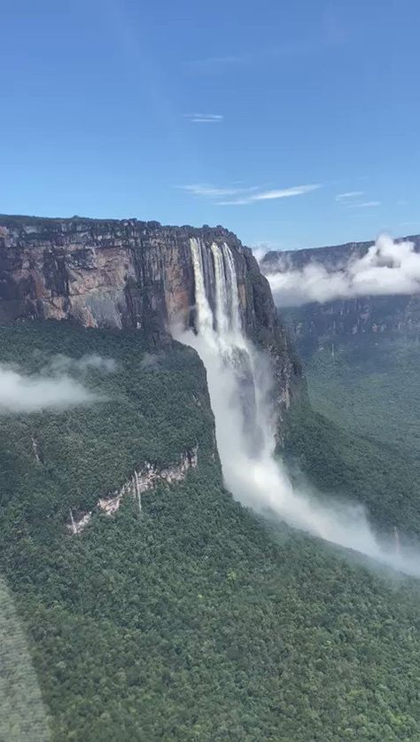 This is Angel Falls, the highest uninterrupted waterfall in the world Angel Falls Venezuela, Angel Falls, Science Girl, Gods Creation, Fallen Angel, Unesco World Heritage Site, Natural World, Wonderful Places, 2 A