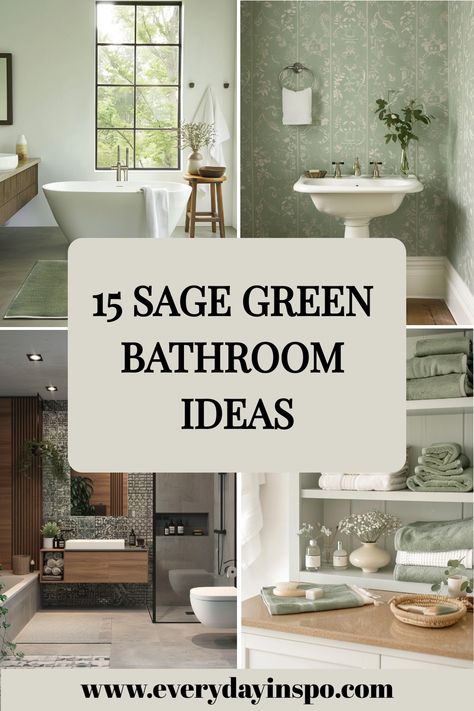 Tips and ideas to create a sage green bathroom. Green Bathroom Walls Ideas, Green Bathroom Ideas With Wallpaper, Pale Green And White Bathroom, Mint Green Tile Bathroom Ideas, Sage Green Metro Tiles Bathroom, Green Bathroom Subway Tile, Sage Green Bathroom Ideas Towels, Bathroom Decor Ideas Sage Green, Green And Grey Bathroom Decor