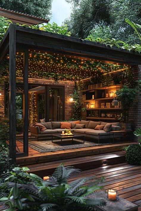 19 Unique Patio Roof Extension Ideas For A Stunning Backyard 3 Backyard Covered Porch Ideas, Outdoor Covered Patio Ideas On A Budget, Porch Area Design, Cool Backyard Ideas Diy, Back Deck Inspiration, House Inspo Outside, Rooftop Patio Design Roof Deck, Backyard Patio Covers Ideas, Backyard House Ideas Tiny Homes