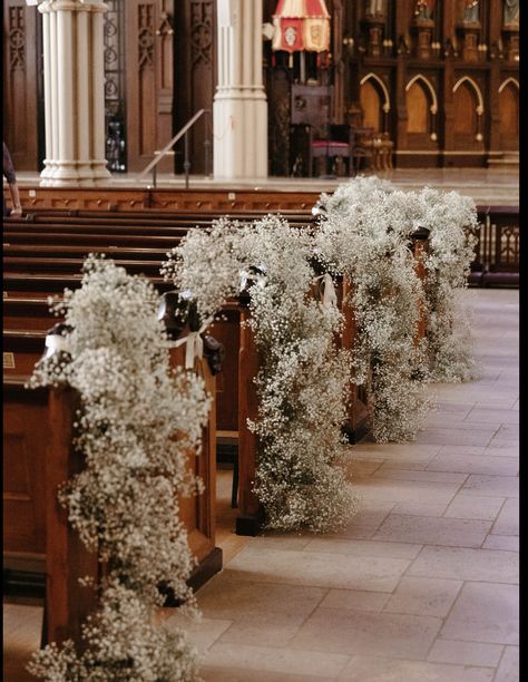 Catholic Church Wedding Flowers Altar, Chapel Wedding Florals, Church Alter Flower Decoration Wedding, Church Isles Decoration, Cathedral Wedding Flowers, Wedding Ceremony Altar Decorations, Wedding Ceremony Church Decorations, Indoor Aisle Decorations Wedding, Cathedral Wedding Decorations