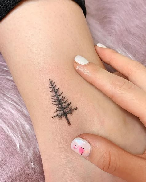 Small Nature Tattoo, Pine Tattoo, Pine Tree Tattoo, Christmas Tattoo, Tree Tattoo Designs, Cute Small Tattoos, Small Tattoo Ideas, Nature Tattoos, Tree Tattoo