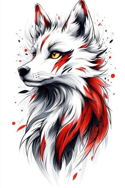 Red Wolf Drawing, Fox Design Illustrations, White Fox Tattoo, Red Fox Photography, Arctic Fox Drawing, White Fox Art, Wolf Art Drawing, Red Fox Art, Fox Tattoos