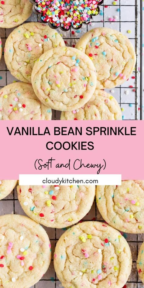 Funfetti Sugar Cookies, Funfetti Recipes, Sprinkle Sugar Cookies, Vanilla Cookie Recipe, Sprinkle Cookies Recipe, Cloudy Kitchen, Funfetti Cookies, Perfect Sugar Cookies, Xmas Treats