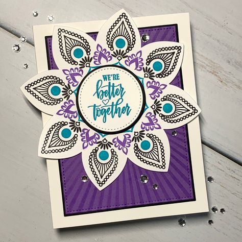 Mandala Card Design, Mandala Cards Ideas, Mandala Cards, Mandala Cards Handmade, Gina K Mandala Maker Cards, Mandala Card, Colorful Borders Design, Welcome Card, Wreath Maker