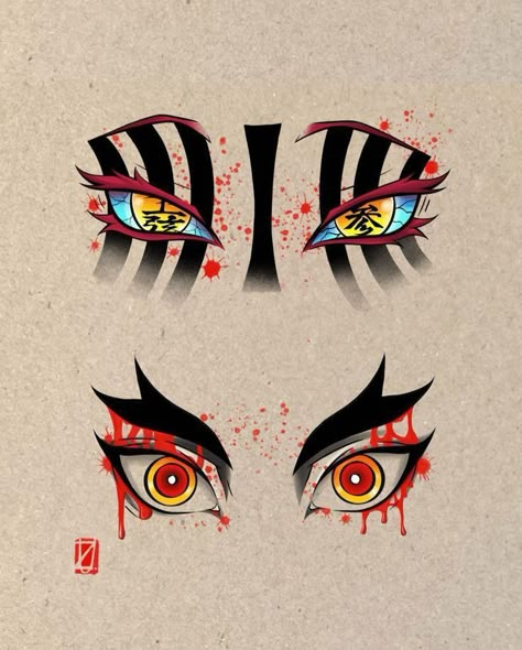 Akaza Eyes Tattoo, Akaza Tattoo Ideas, Demon Slayer Art Drawing, Demon Slayer Painting, Demon Slayer Tattoo Ideas, Demon Slayer Tattoo, Tato Flash, Minimal Tattoo Designs, Maching Tattoos