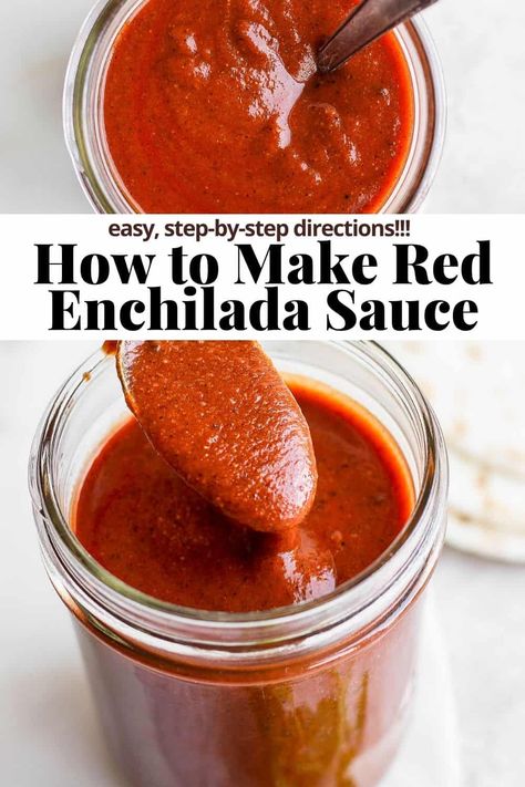 Red Enchilada Sauce - learn how to make red enchilada sauce with this easy, step-by-step tutorial! So easy and so delicious! #redenchiladasauce #redenchiladasaucerecipe #redenchiladasaucerecipemexican #redenchiladasauceeasy #redenchiladasaucerecipehomemade Low Calorie Enchilada Sauce, Low Carb Enchilada Sauce, Whole 30 Enchilada Sauce, Low Sodium Enchilada Sauce, Healthy Enchilada Sauce, Keto Enchilada Sauce, Best Enchilada Sauce, Homemade Enchilada Sauce Recipe, Enchilada Sauce Recipe