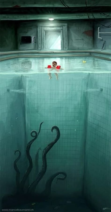 Giant Tentacles, Art Sinistre, 다크 판타지, Sea Monsters, Creepy Art, Shower Remodel, Hayao Miyazaki, 판타지 아트, Fantasy Illustration