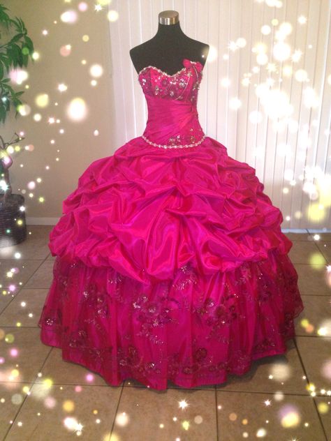 Love this fushia quince dress made by yours truly :) Mcbling Quince, Trashy Outfits, Sweet Sixteen Birthday Party Ideas, Quinceñera Dresses, Quince Dress, Sweet Sixteen Birthday, Sweet 16 Dresses, Quince Dresses, Pretty Prom Dresses