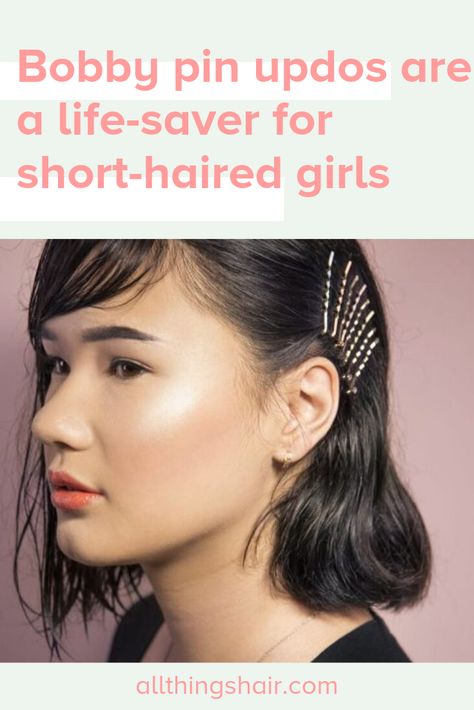 Yes, you read that right. Short-haired girls can do updos too! Click to find out how you can start wearing bobby pin updos. Bobbypins Hairstyles, Boring Hairstyles, Short Layered Hair, Hair Bobby Pins, New Hairstyle Ideas, Colorful Hairstyles, Hairstyles Pixie, Hair Hack, New Hair Trends