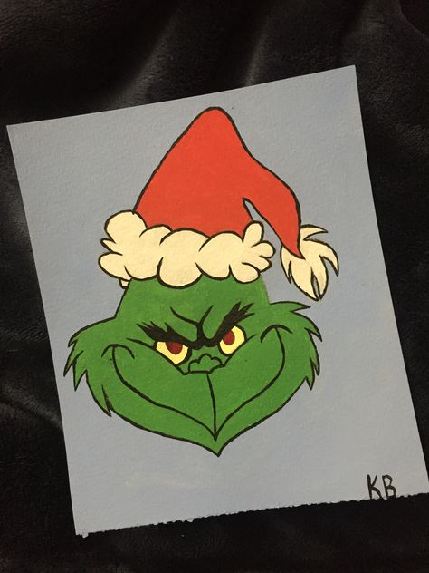 Grinch Drawings Easy, Christmas Grinch Painting, Grinch Painting Easy, Grinch Painting On Canvas Easy, Grinch Easy Drawing, The Grinch Drawing Easy, Grinch Christmas Paintings On Canvas, Easy Grinch Drawing, Simple Grinch Drawing