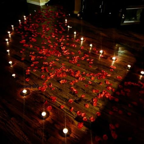 Promposal With Candles, Rose Petals On Bed With Candles, Rose Petal Proposal, Rose Petals On Bed, Vows Aesthetic, Celeste Aesthetic, Broken Vows, Candle Light Room, Rivals To Lovers