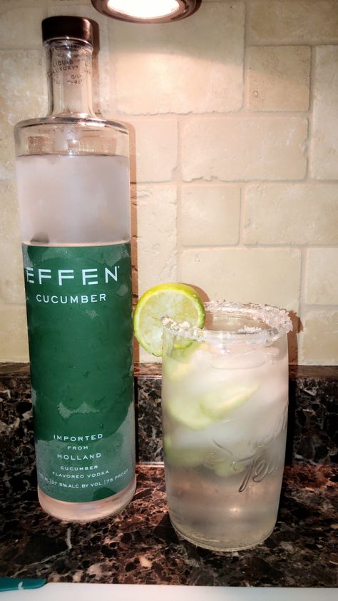 West Texas , famous Chilton .  Made with Club soda , cucumbers, limes , margarita salt , and Cucumber Vodka Cucumber Chilton Recipe, Chilton Recipe, Chilton Drink, Drink Vodka, Cucumber Vodka, Margarita Salt, Vodka Lime, Green Drink, Italian Theme