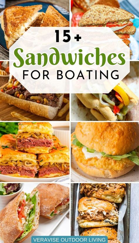 Sandwiches For Boating Group Sandwich Ideas, Premade Sandwiches For Party, Boat Food Ideas Summer Lunches, Lake Day Snacks For Adults, Food For The Boat, Lake Sandwiches, Easy Summer Sandwiches, Boat Sandwiches Ideas, Small Sandwich Ideas