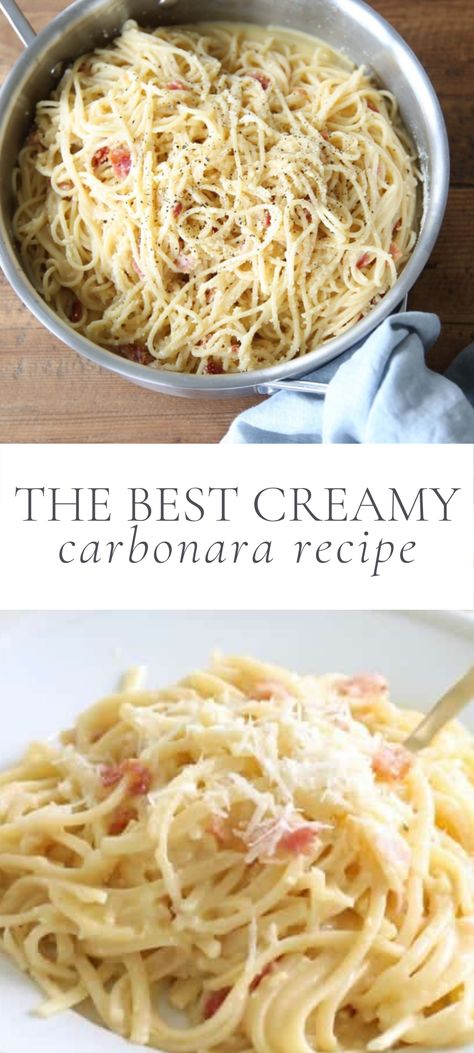 Easy Spaghetti Carbonara Recipe, Crockpot Spaghetti Carbonara, Easy Carbanerra Pasta, Caesar Linguine Carbonara, Cabanara Pasta Recipe Easy, Cabonara Recipes Healthy, Easy Bacon Carbonara Pasta, Ham Carbonara Pasta, Carbonara Pasta With Ham