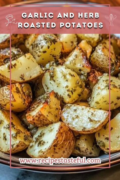 Enjoy the delightful combination of garlic and herbs in these roasted potatoes, a savory and satisfying side dish perfect for any meal. Roasted Gold Potatoes, Herb Potatoes, Herbed Potatoes, Sauteed Potatoes, Layered Potato, Honey Roasted Carrots, Garlic Roasted Potatoes, Herb Roasted Potatoes, Simple Delicious Recipes