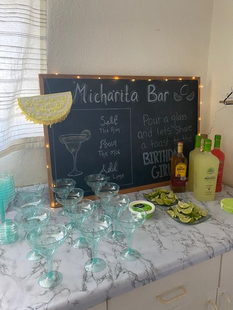 Margherita bar 
Birthday party decor 
Birthday party bar 
Party bar decor 
Party decor 
Chalkboard Margarita Table Party Ideas, Margaritas For A Party, Margarita Bar Decor, Margarita Party Ideas Birthday, Marg Bar Party, Margarita Set Up, Birthday Bar Ideas Alcohol, Moms And Margaritas Party, Taco Themed Housewarming Party