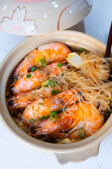 Thai Glass Noodle Recipes, Shrimp Vermicelli, One Pot Shrimp, Noodles Shrimp, Glass Noodles Recipe, Quick Seafood Recipes, Malaysian Recipes, Asian Noodle Recipes, Steamed White Rice