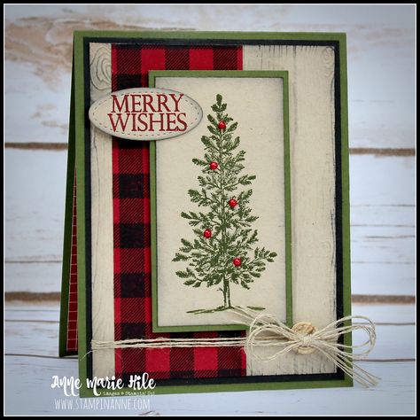 Created this card for the weekly theme challenge at The Paper Players using the Lovely as a Tree, Buffalo Check and Merry Christmas to All stamp sets from Stampin’ Up!® Stampin’ Anne - Designs by Anne Marie Hile Stampin Up Merry Christmas To All, Stampin Up Lovely As A Tree Christmas, Buffalo Check Christmas Cards, Stampin Up Lovely As A Tree Cards, Lovely As A Tree Christmas Cards, Stampin Up Xmas Cards, Stampin Up Lovely As A Tree, Stampin Up Christmas Tree Cards, Lovely As A Tree Stampin Up Cards