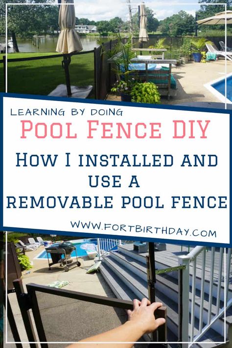 Pool Fence For Dogs, Pool Deck Fencing Ideas, Diy Pool Fence Ideas, Cable Pool Fence, Above Ground Pool Fencing, Diy Fence Around Pool, Pool Gate Ideas Safety, Temporary Pool Fence, Removable Pool Fence Ideas