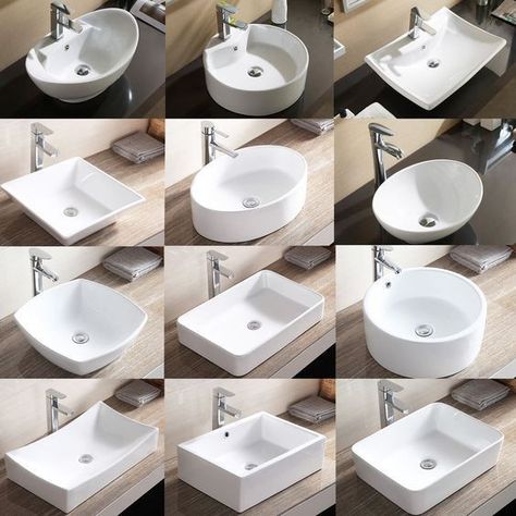 Sink Bowls, Design Interior Baie, Bathroom Sink Bowls, White Vessel Sink, Ceramic Bathroom Sink, Washbasin Design, Washroom Design, Basin Design, Sink Basin