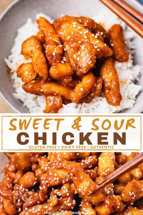 Healthy Easy Lunch, Chicken With Honey, Sweet And Sour Chicken Recipe, Chicken Gluten Free, Sour Chicken Recipe, Gluten Free Chinese, Sweet And Sour Chicken, Sweet Sour Chicken, Lunch And Dinner Recipes