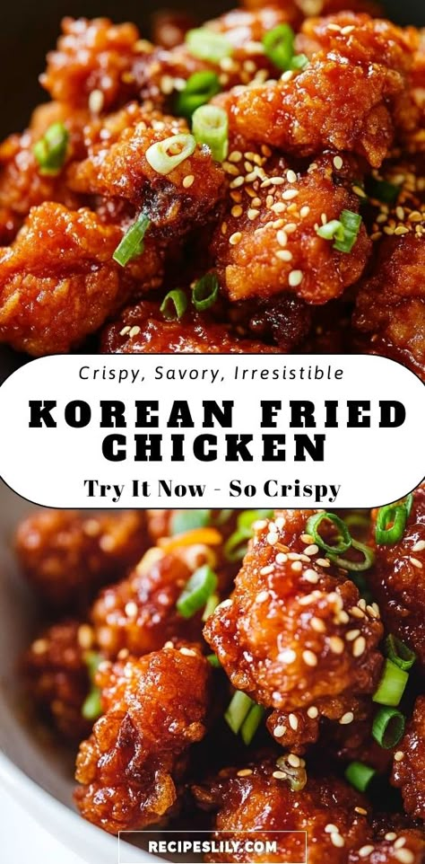 Craving something crispy and delicious? Discover the secret to making perfect Korean Fried Chicken at home! Juicy, tender, and packed with flavor, this recipe will become your new favorite. Dive into the crunchy goodness with a touch of sweet and spicy sauce that will leave you wanting more. Kimchi Fried Chicken, Teriyaki Fried Chicken, Best Korean Fried Chicken Recipe, Easy Korean Fried Chicken Recipe, Bonchon Chicken Recipe, Korean Bbq Wings Recipe, Korean Food Dinner, Crispy Asian Chicken, Asian Fried Chicken