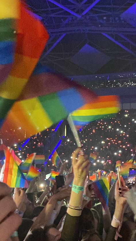 Love On Tour Aesthetic, Pride Aesthetic, Reading Sheet Music, Concert Crowd, Tour Aesthetic, Louis Core, Only The Brave, Pride Stuff, Protest Signs