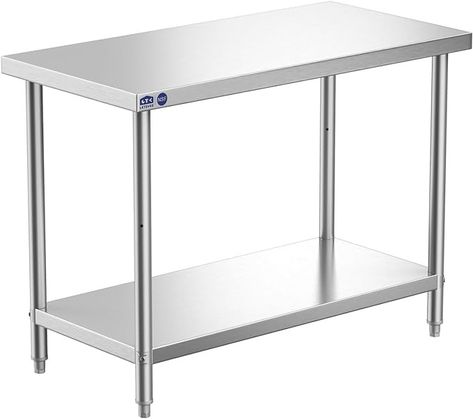 Amazon.com: Leteuke NSF Stainless Steel Prep Table, SUS 201 Stainless Steel Work Table, 1500 LBS Heavy Duty Table 48″x 24″x 34″ with Adjustable Undershelf, Commercial Food Prep Table for Kitchen Restaurant Hotel: Industrial & Scientific Stainless Steel Prep Table, Hotel Table, Table For Kitchen, Stainless Steel Work Table, Prep Table, Stainless Steel Table, Table Food, Restaurant Equipment, Steel Table