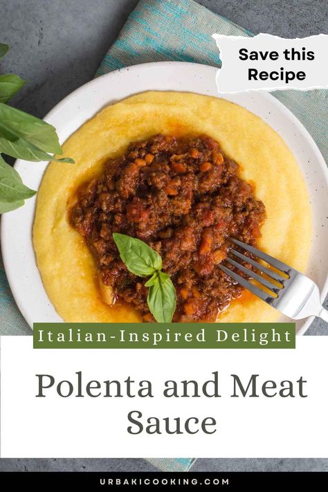 Polenta with meat is a delicious and comforting dish that is enjoyed by many around the world. This dish is a perfect example of how simple ingredients can come together to create a truly satisfying meal. Polenta, which is made from ground cornmeal, has a creamy and slightly sweet flavor that pairs perfectly with the rich and savory flavor of the meat sauce. The meat sauce for polenta is usually made from ground beef or pork, onions, garlic, and tomatoes. The sauce is cooked... Polenta With Meat Sauce, Polenta Ground Beef Recipes, Ground Beef Polenta, Ground Beef And Polenta Recipes, Recipes With Polenta, Beef And Polenta, Minced Meat Recipe, Polenta Cakes, Polenta Recipes