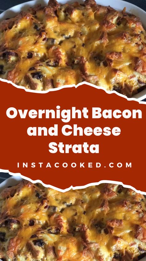 Welcome to our delicious recipe for Overnight Bacon and Cheese Strata! If you're a fan of hearty breakfasts or looking for a crowd-pleasing brunch option, Bacon Strata Recipes, Overnight Breakfast Strata, Strata Recipes Breakfast Overnight, Breakfast Strata Overnight, Breakfast Strata Recipes, French Toast Strata, Strata Recipes Breakfast, Recipes For Pancakes, Strata Recipe