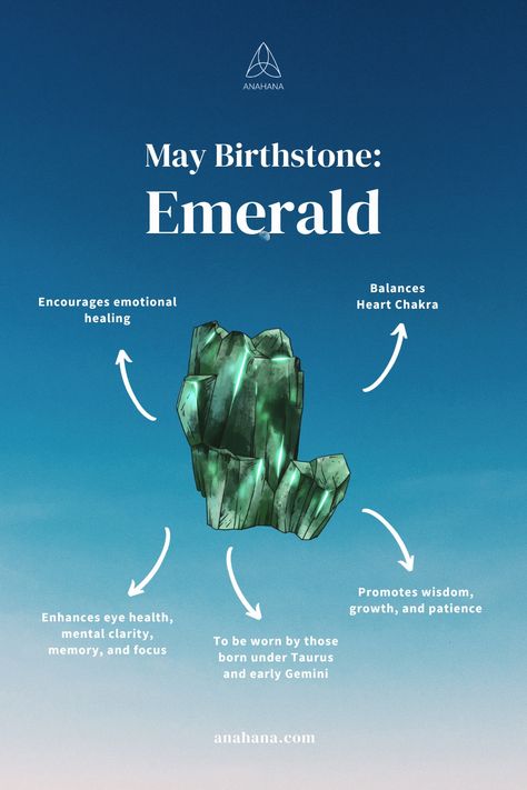 Known for its physical benefits and metaphysical healing properties, it is cherished as a beautiful gem and a symbol of love and rebirth, enhancing our connection with the heart chakra. Visit our blog to learn more about the emerald birthstone and what it means for you if you were born in May! Socials Aesthetic, Birthstone Meanings, Emerald Meaning, Zodiac Gemstones, Zodiac Flowers, Zodiac Icons, Crystal Grimoire, May Gemini, Birthstones Meanings