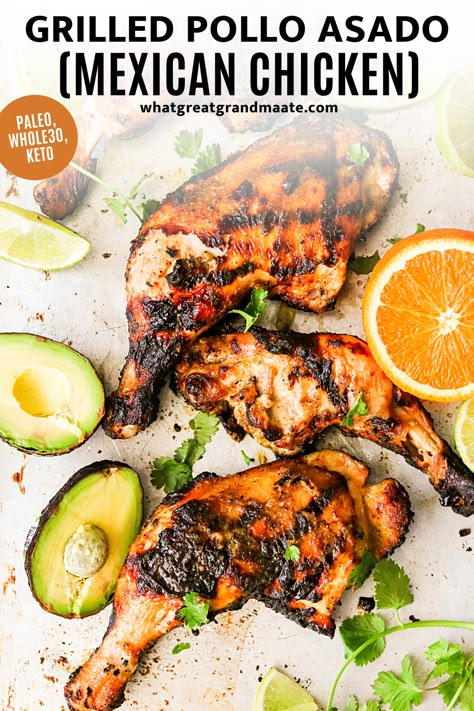 Grilled Pollo Asado, Polo Asada Chicken Marinade, Mexican Chicken Thigh Marinade, Grilled Mexican Recipes, Spanish Grilled Chicken, Authentic Pollo Asado Marinade, Whole Grilled Chicken Recipes, Pollo Asado Marinade Mexican, Mexican Grilling Recipes