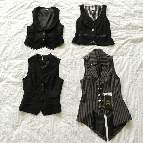 Fits With Vest, Gothic Ouji Fashion, Miho Matsuda, Aesthetic Wardrobe Closet, Vests Outfits, Vkei Outfits, Fancy Vest, How To Style A Vest, Goth Vest