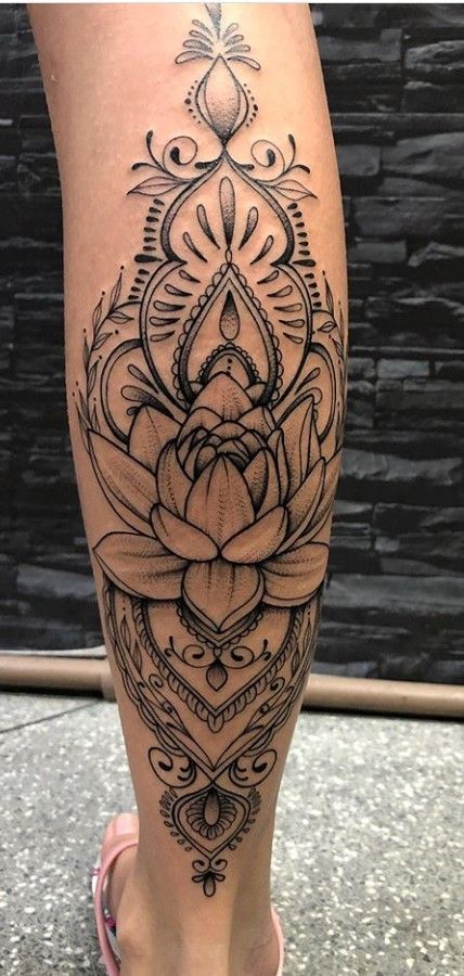 Women Hip Tattoos, Women Calves Tattoo, Tattoos Hip, Calf Tattoos For Women, Back Of Leg Tattoos, Mandela Tattoo, Best Leg Tattoos, Shin Tattoo, Hip Thigh Tattoos