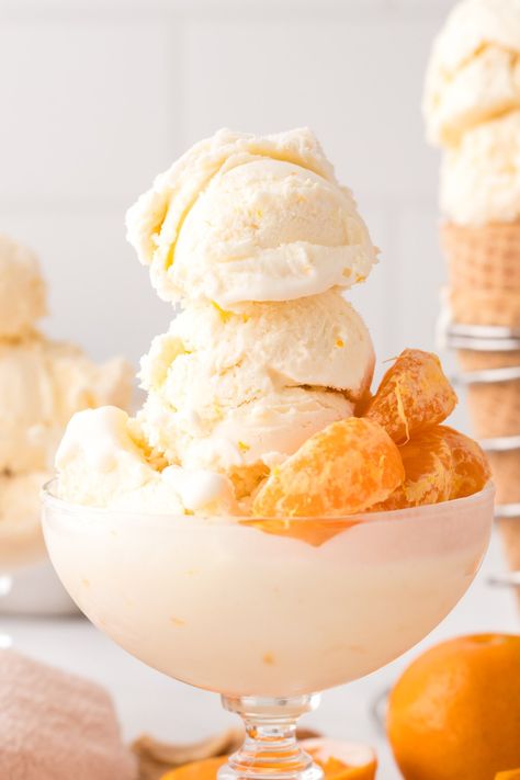 Cutie Ice Cream, Orange Cream Ice Cream, Creamsicle Popsicle Recipes, Orange Dreamsicle Ice Cream, Orange Creamsicle Ice Cream Recipe, Orange Creamsicle Popsicle, Creamsicle Ice Cream Recipe, Orange Ice Cream Recipe, Kitchenaid Ice Cream Attachment