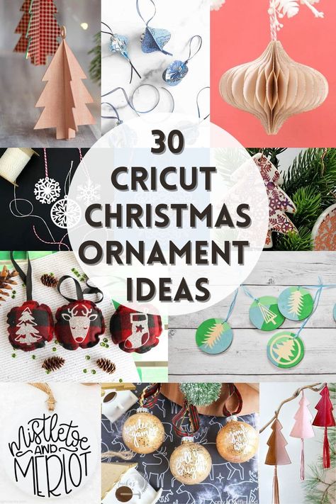 30 Creative Cricut Christmas Ornaments - Anika's DIY Life Diy Christmas Ornaments Cricut, Christmas Ornaments With Cricut, Christmas Ornaments Cricut, Creative Christmas Ornaments, Ornaments With Cricut, Cricut Christmas Ornaments, Ornaments Cricut, Cricut Projects Christmas, Christmas Fonts Alphabet