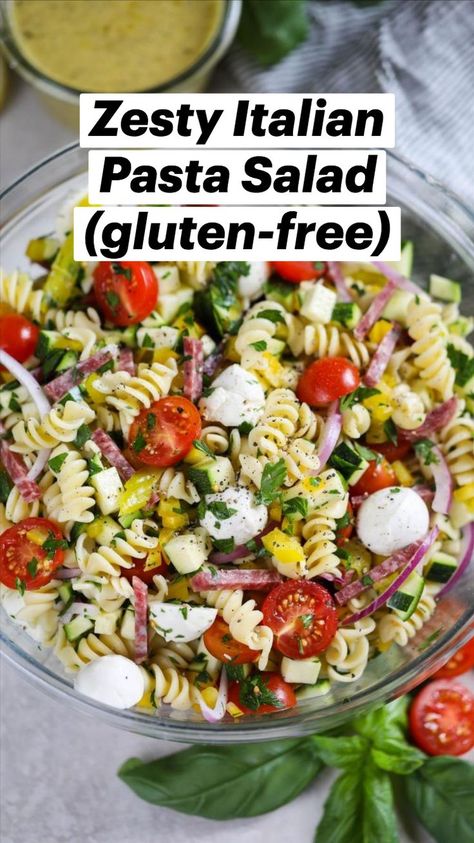 Gluten Free Pasta Salad Recipes, Zesty Italian Pasta Salad, Gluten Free Pasta Salad, Salad Recipes Gluten Free, Homemade Italian Dressing, Gluten Free Italian, Dinner Party Dishes, Healthy Pasta Salad, Glutenfree Recipe