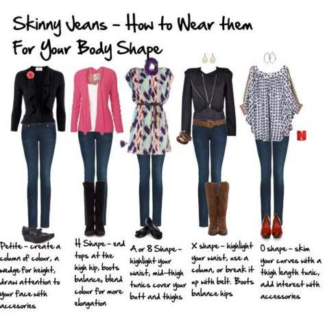 Skinny Jeans...sigh, I don't know if they are really for me {my body shape}. But, this is really helpful! Inside Out Style, Types Of Clothes, Jeans Trend, Mode Tips, Apple Shape, Mode Casual, Fashion Weeks, Looks Style, Body Shape