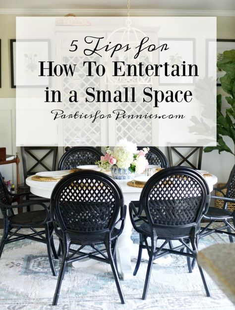 How To Throw A Party In A Small House, Hosting Thanksgiving In A Small House, Micro Dinner Party, Brunch Set Up Ideas Outside, Hosting Thanksgiving In Small Home, Thanksgiving Buffet Setup Small Space, Table Party Set Up, How To Host A Dinner Party Small Spaces, Entertaining In Small Spaces