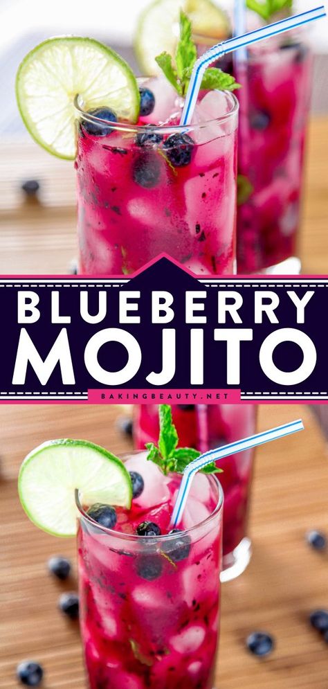 Blueberry Vodka Drinks, Summer Mixed Drinks, Blueberry Drinks, Blueberry Cocktail, Mojito Drink, Blueberry Mojito, Fun Summer Drinks, Easy Summer Cocktails, Summer Drinks Alcohol