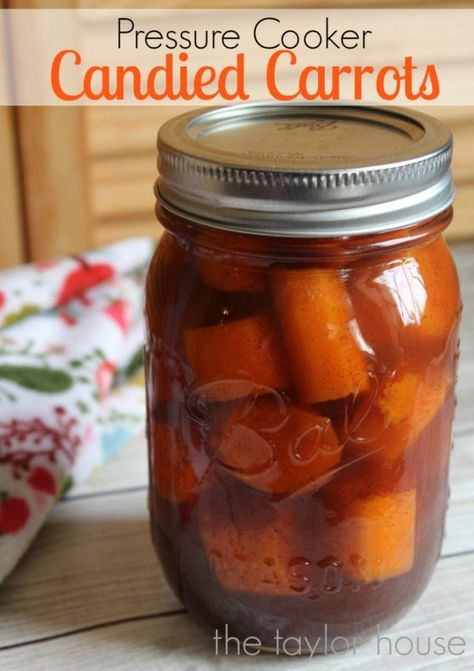 Candied Carrots in the Pressure Cooker | The Taylor House Canning Glazed Carrots, Pressure Canning Carrots, Canning Beans Pressure Cooker, Carrot Canning, Canning Carrots Recipes, Soup And Sides, Canning Carrots, Carrots Recipes, Brown Sugar Carrots