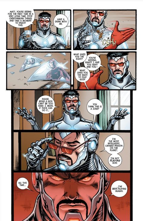 "All This Time......I've Been Playing Human." Superior Iron Man, Invincible Iron Man, Iron Man Comic, The Invincible, Iron Man Art, Marvel Characters Art, Iron Man 3, Marvel Comic Universe, Marvel Iron Man